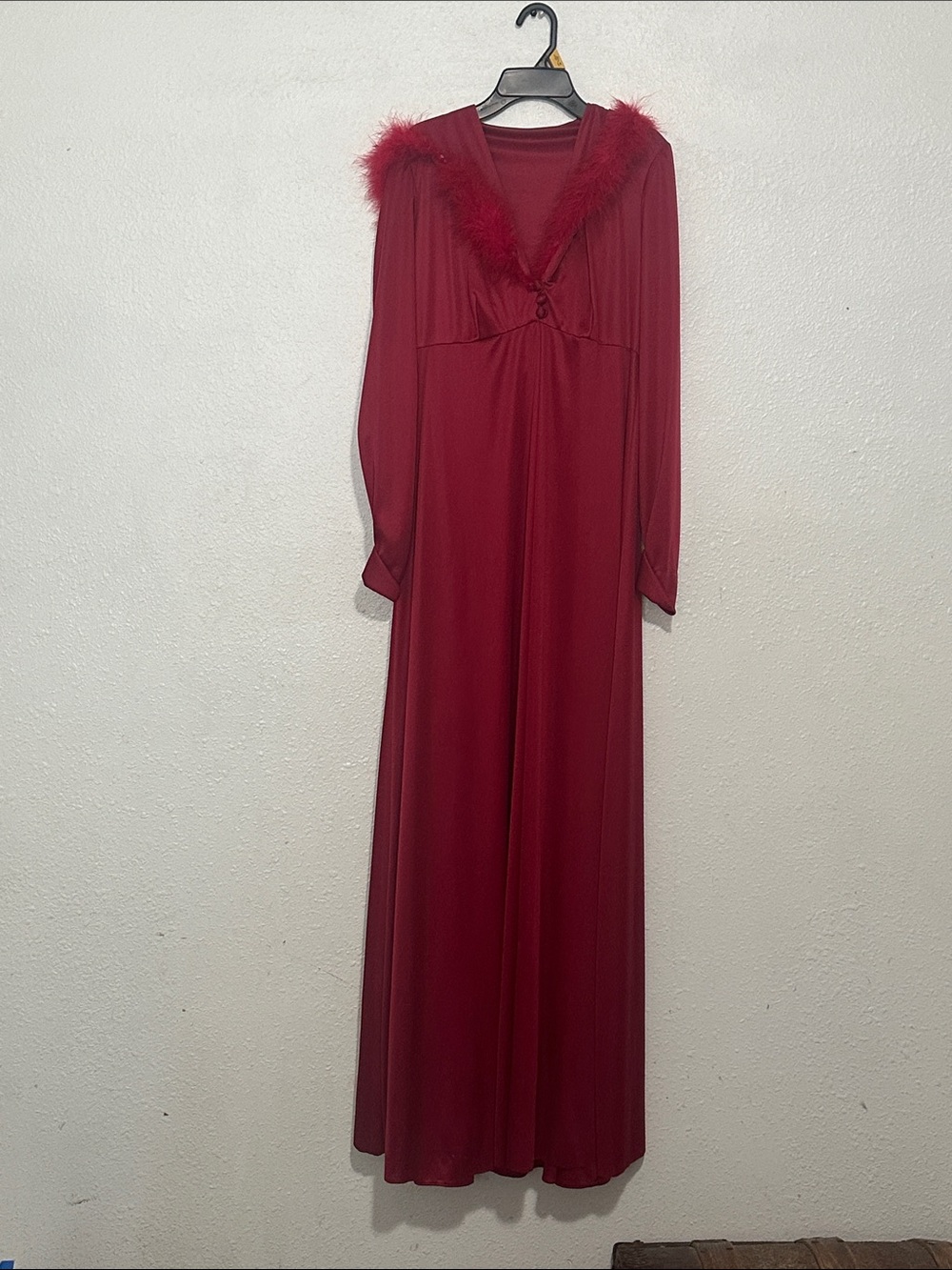 Vintage dress with jacket feather trimmed long maxi dress